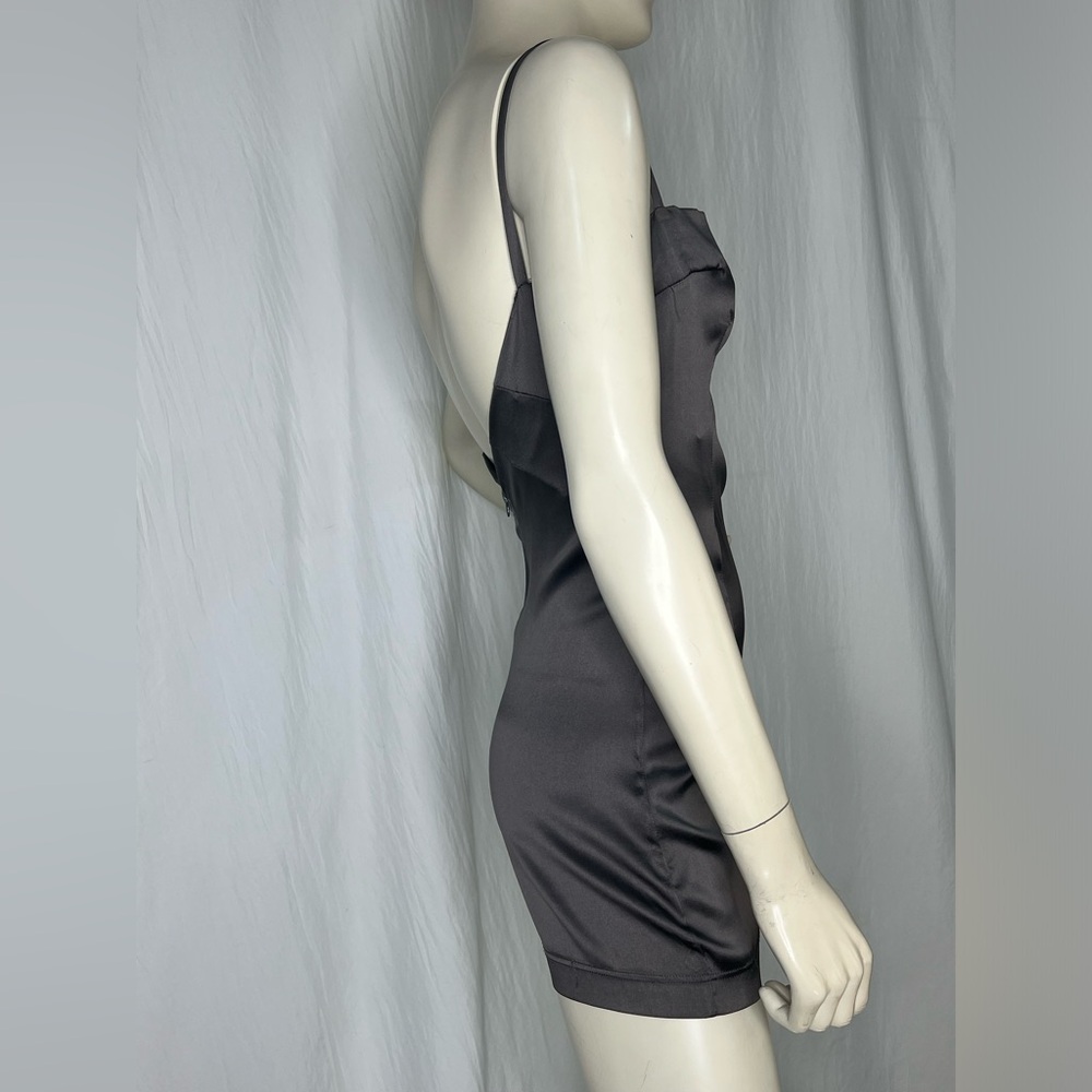 DOLCE GABBANA Vintage 1990’s Gray Silk MINI DRESS Size IT 40/42-US4/6. - Picture 2 of 5